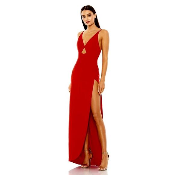 IEENA for Mac Duggal Red Column Long Sleeveless Evening Gown 27434 NWT size 8 - Picture 1 of 6
